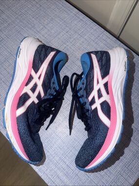 Asics Navy Blue Pink White Women's Running Sneakers